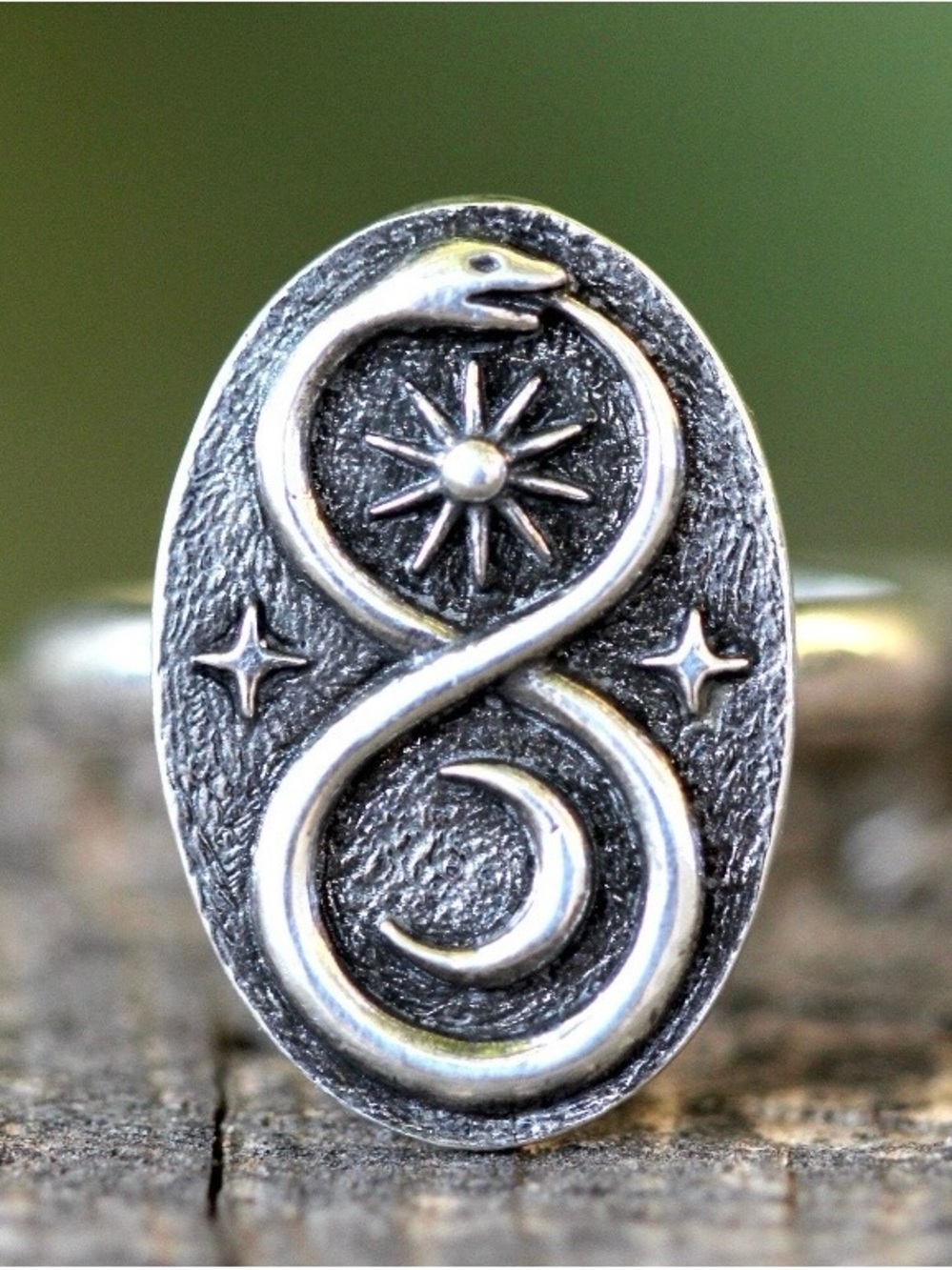 Sterling Silver Oroborus Celestial Ring Sterling Silver Pinky Ring Size 4